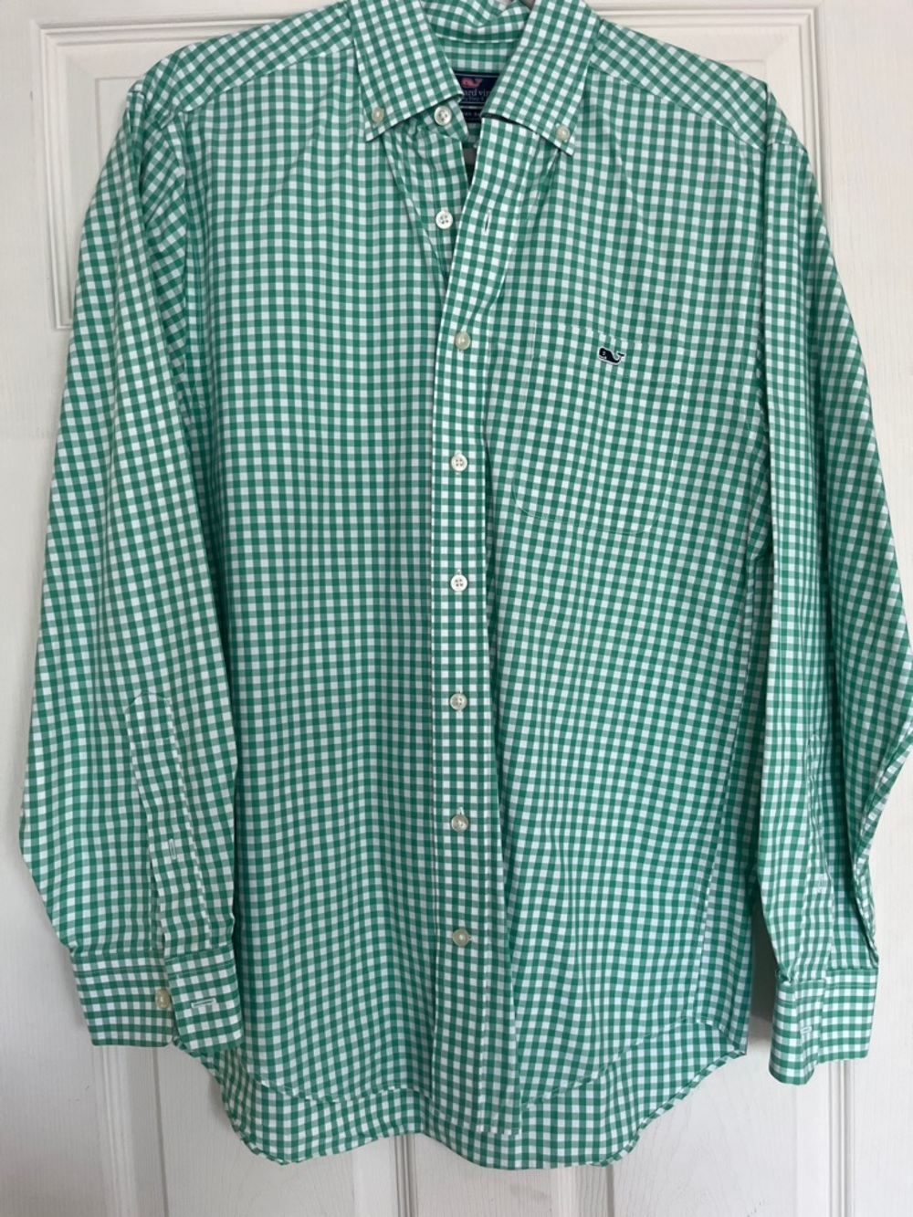 Vineyard Vines Tucker Shirt Men’s Small Green & White Gingham Button-Down Shirt
